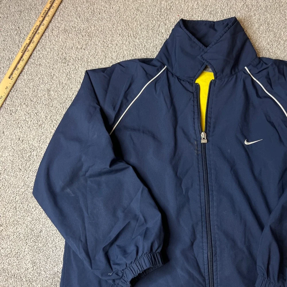 vtg y2k Nike jacket boys large Navy Yellow‎ Lined Track Jacket Zip Up Athletic